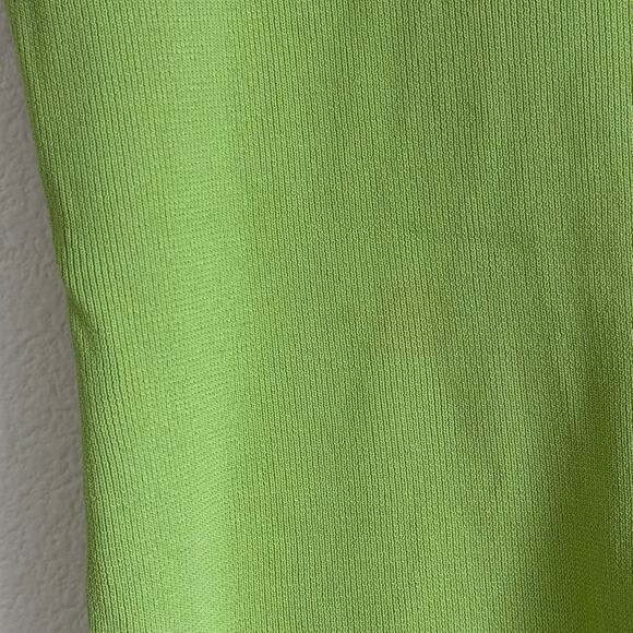 Vintage FINITY Lime Green Button Detail V-Neck Sleeveless Knit Top  L Stretch - Picture 5 of 8